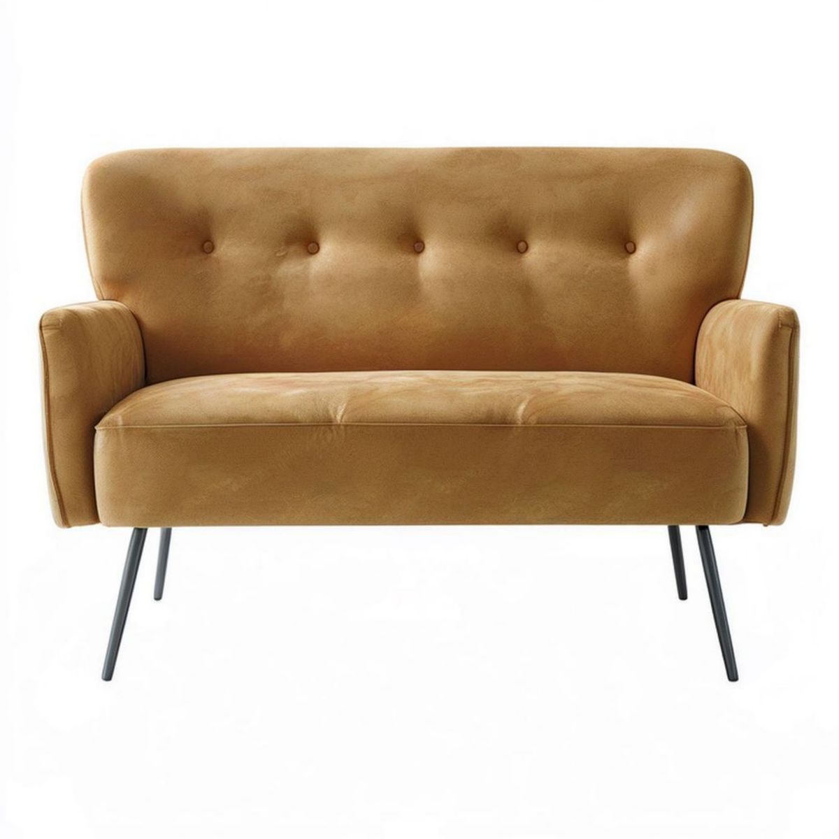 Dwuosobowa ławka tapicerowana z mikrofibry 130 x 76 x 82 cm brązowo-czarna