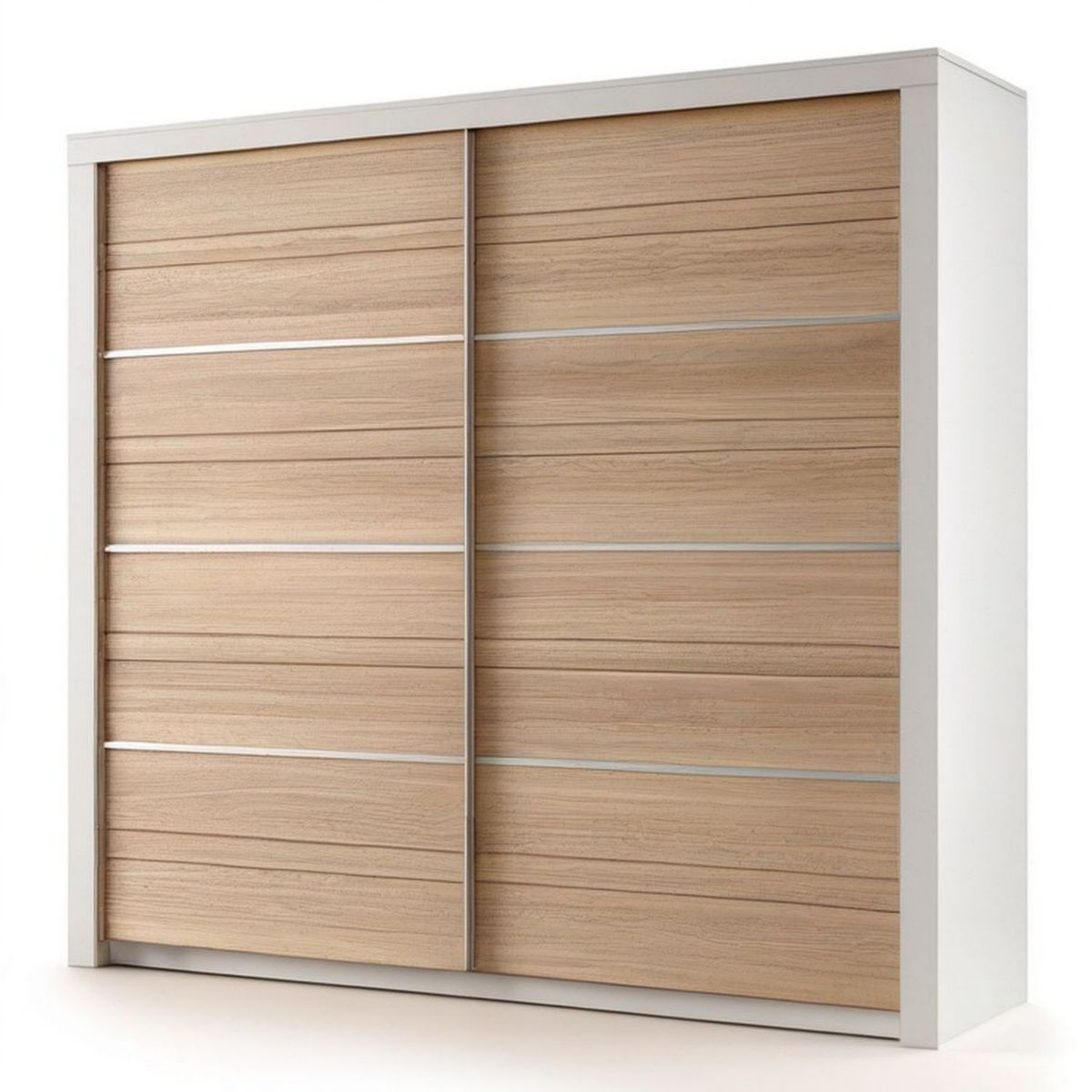 Szafa przesuwna 200 x 60 x 215 cm Biała/Dąb Sonoma/Srebrna