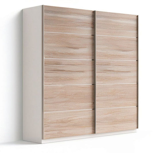 Szafa przesuwna 2-drzwiowa 180 × 60 × 200 cm, Biała/Dąb Sonoma, płyta laminowana